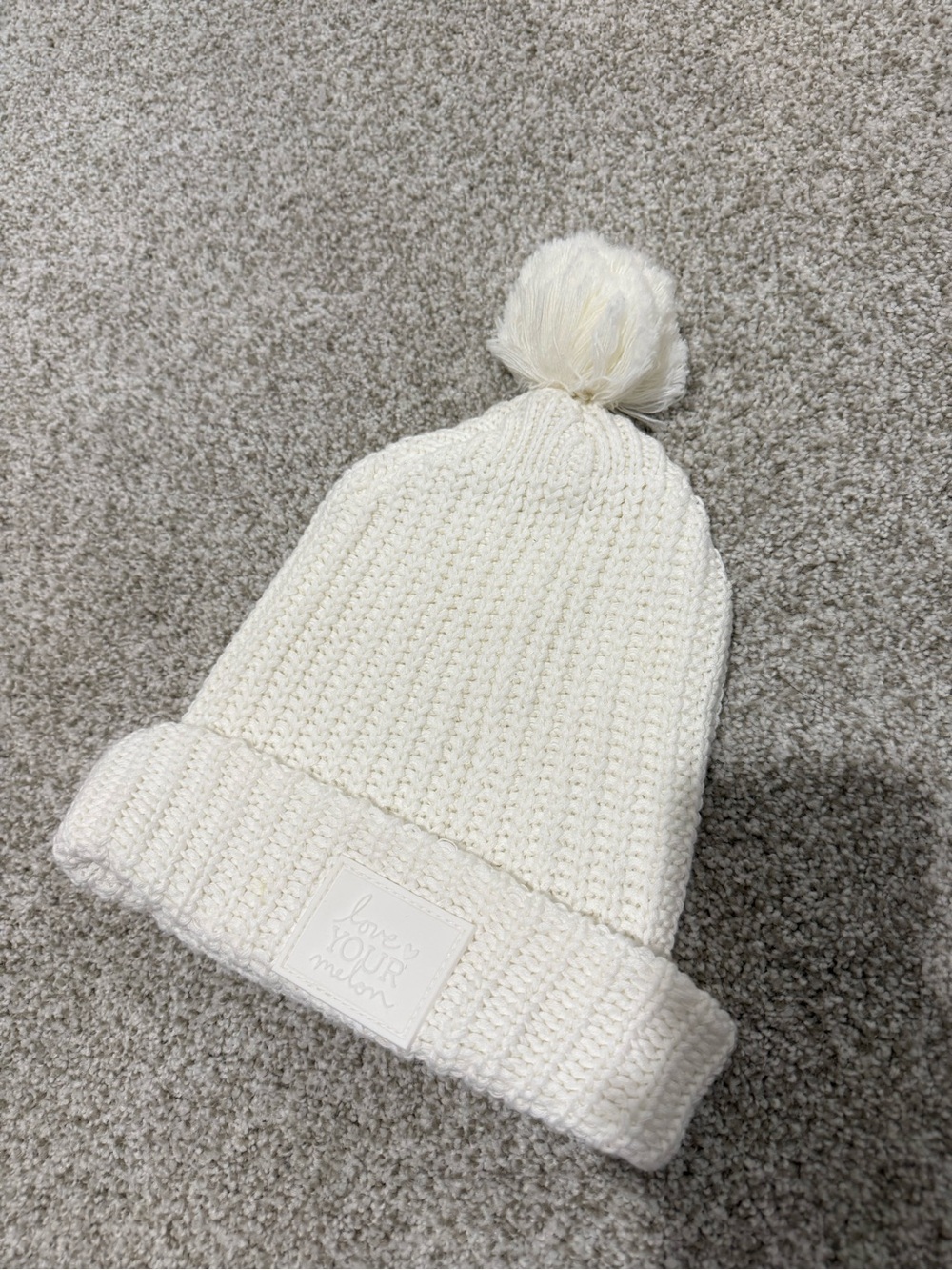 Love Your Melon Cream/White Pom-Pom Knit Beanie